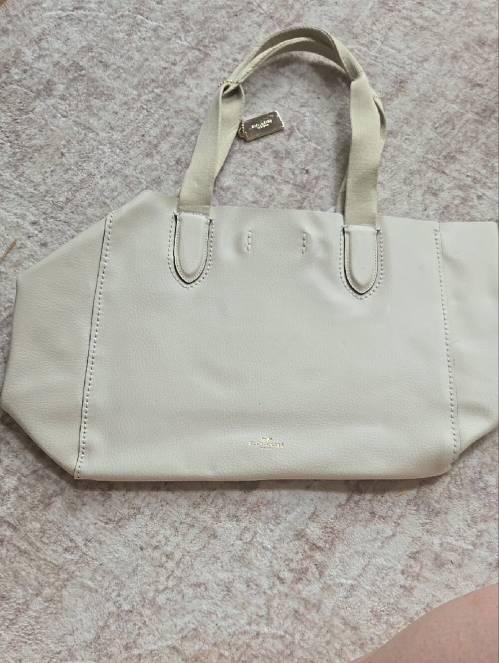 Cream Tote Bag with Front Pocket - Women Bags - Picture 4 of 6